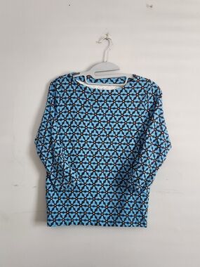 croft & barrow Blue and Brown Floral Print Top